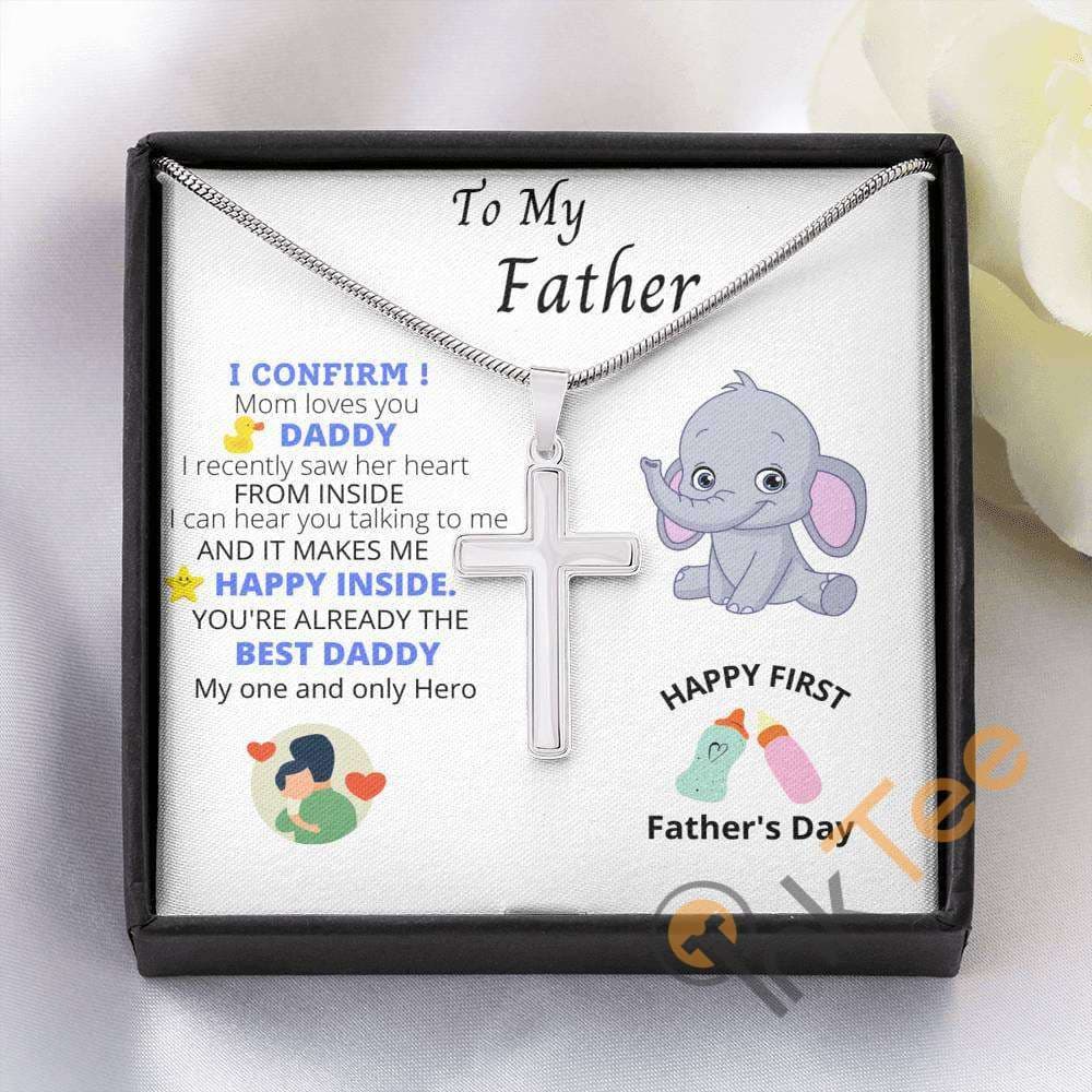 Father'S Day Gift From Wife Cross Chain Necklace Best Fathers Ever Personalized Gifts