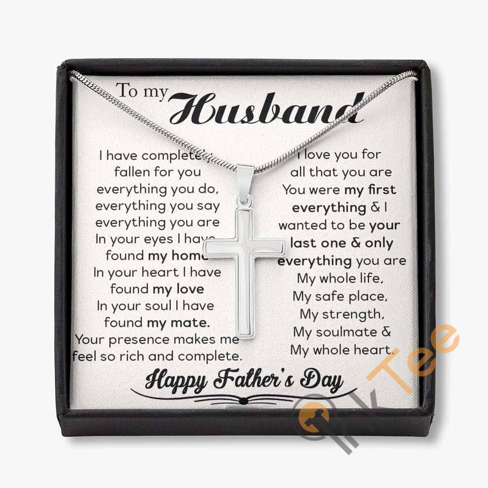 Father'S Day Gift From Wife For Husband Fathers Card Gifts Cross Necklace Personalized Gifts