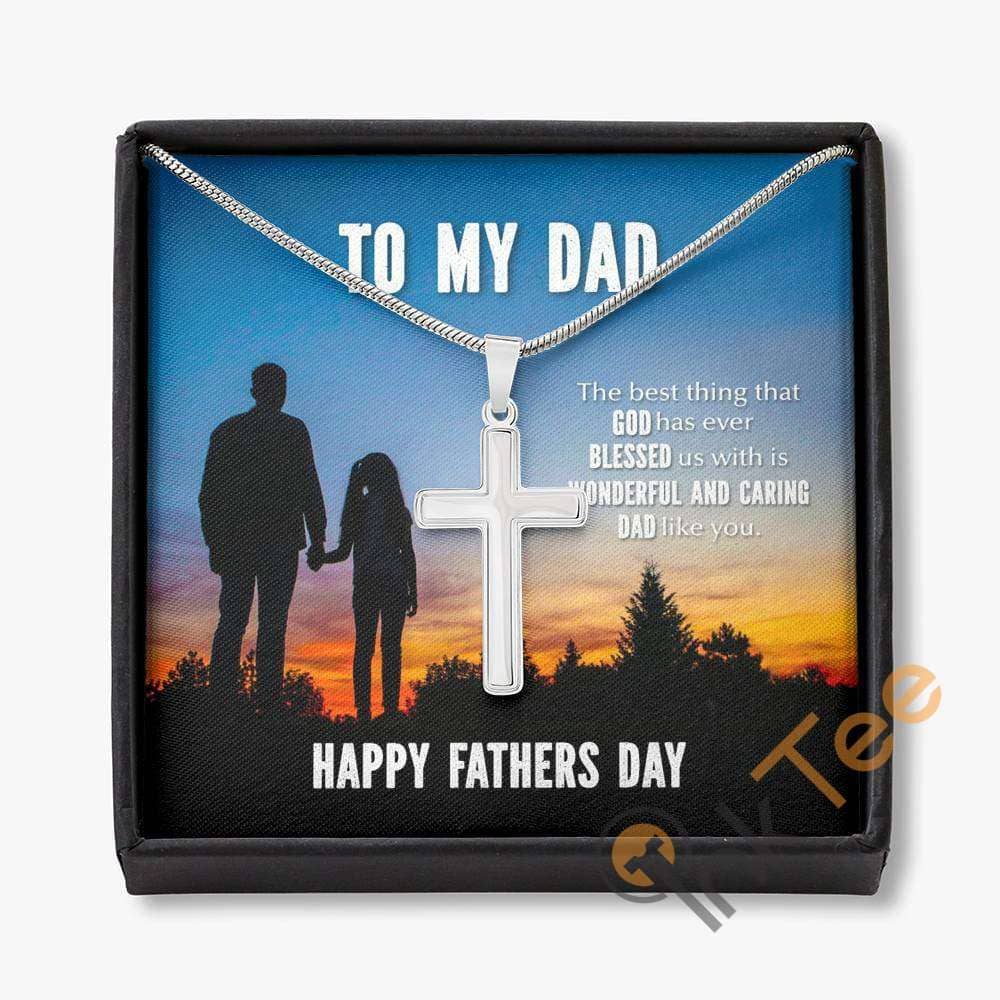 Father's Day Gift I Love You Dad To My Hero Necklace Happy Present For Papa Cross Personalized Gifts