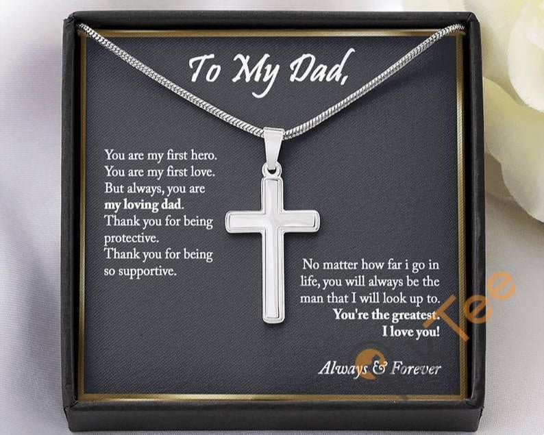 Fathers Day Necklace To My Dad Gift For From Daughter Cross Thank You Being So Supportive Personalized Gifts