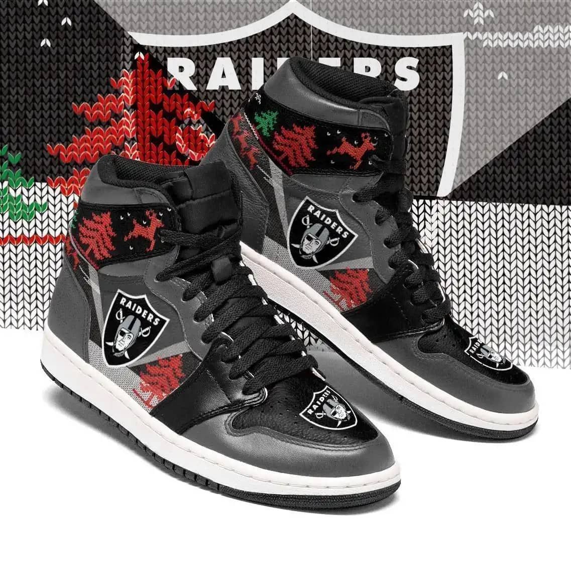 Festive Oakland Raiders Nfl Football Sneakers Team Perfect Gift For Sports Fans Air Jordan Shoes