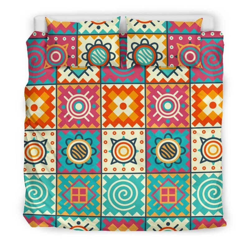 Inktee Store - Folk And Tribal Design Pattern Bed Set Mandala Style For An Ethnic Colorful Bedroom Decor Quilt Bedding Sets Image