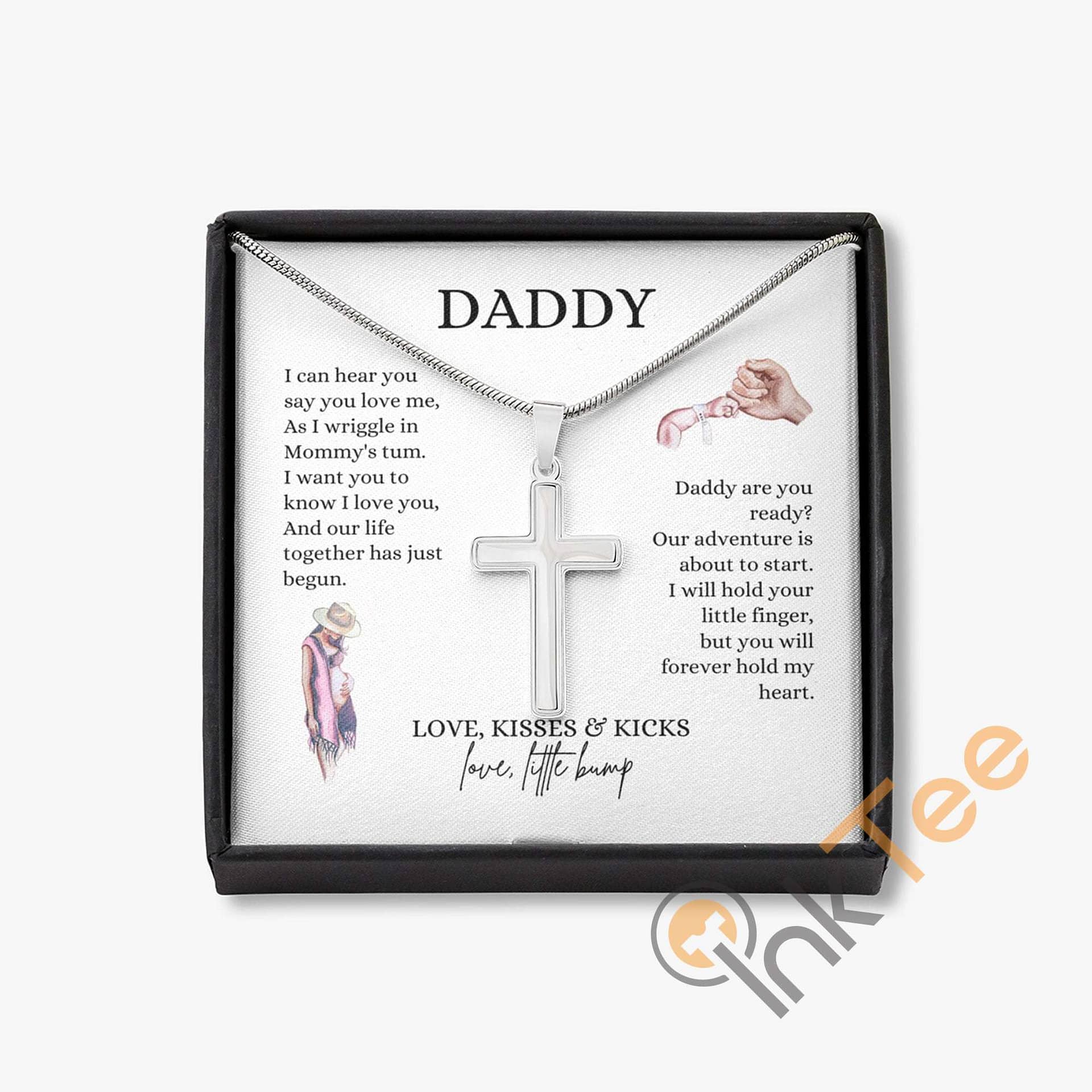 From Baby Bump To New Dad First Father'S Day Gift For Expecting Daddy Expectant Pregnancy Be Cross Necklace Personalized Gifts