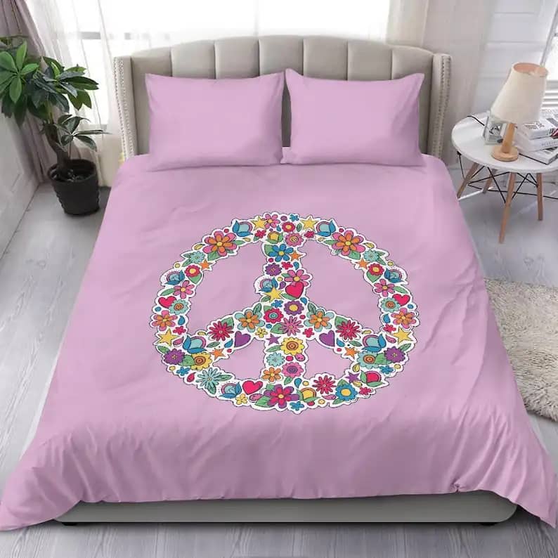 Funky Old School 70's Style Colorful Flower Quilt Bedding Sets