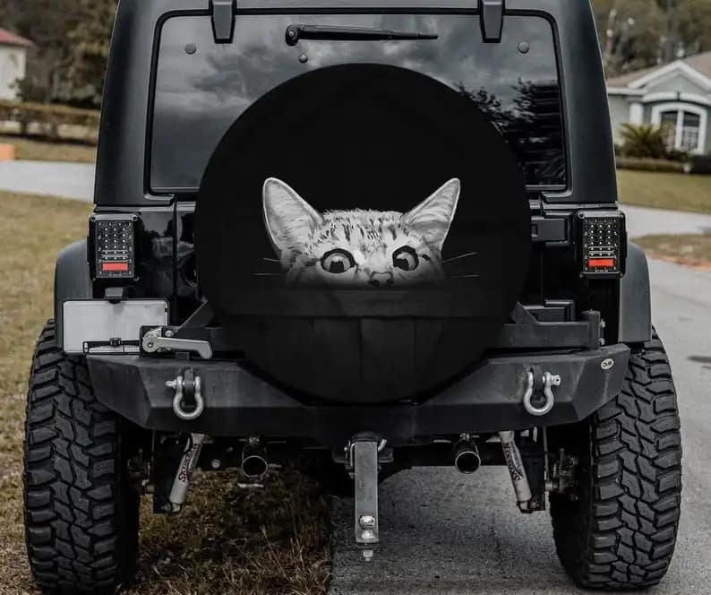 Funny Cat Art Tire Cover