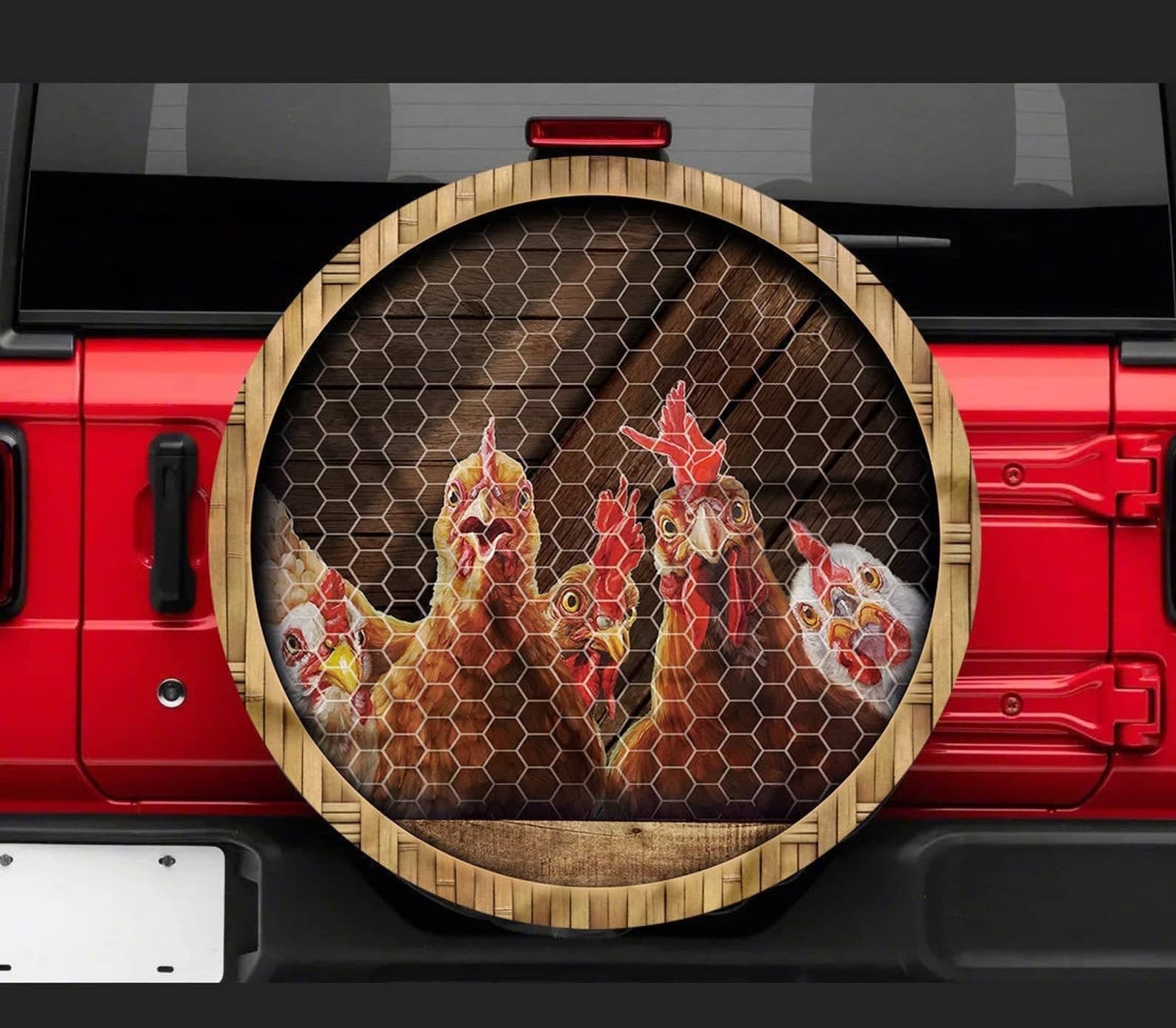 Inktee Store - Funny Chickens Face Personalized Tire Cover Image