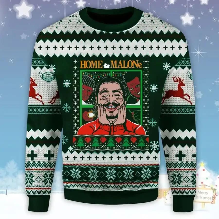 Funny Christmas Home Malone Ugly Sweater