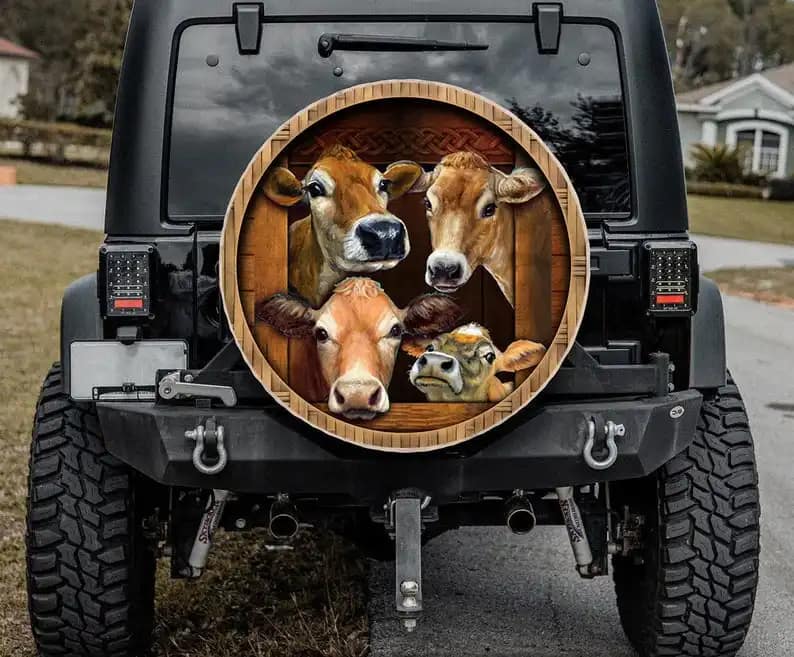 Funny Cows Face Tire Cover
