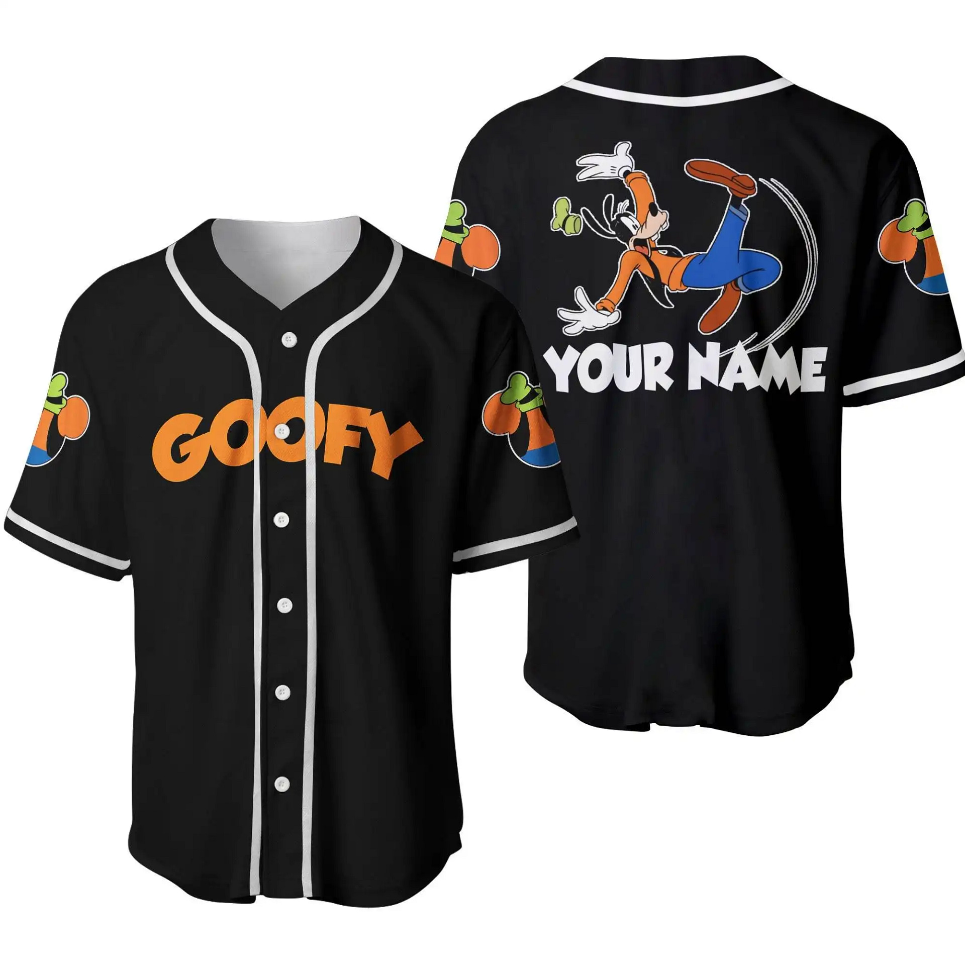 Funny Goofy Dog Orange Disney Unisex Cartoon Graphic Casual Outfits Custom Personalized Men Women Baseball Jersey