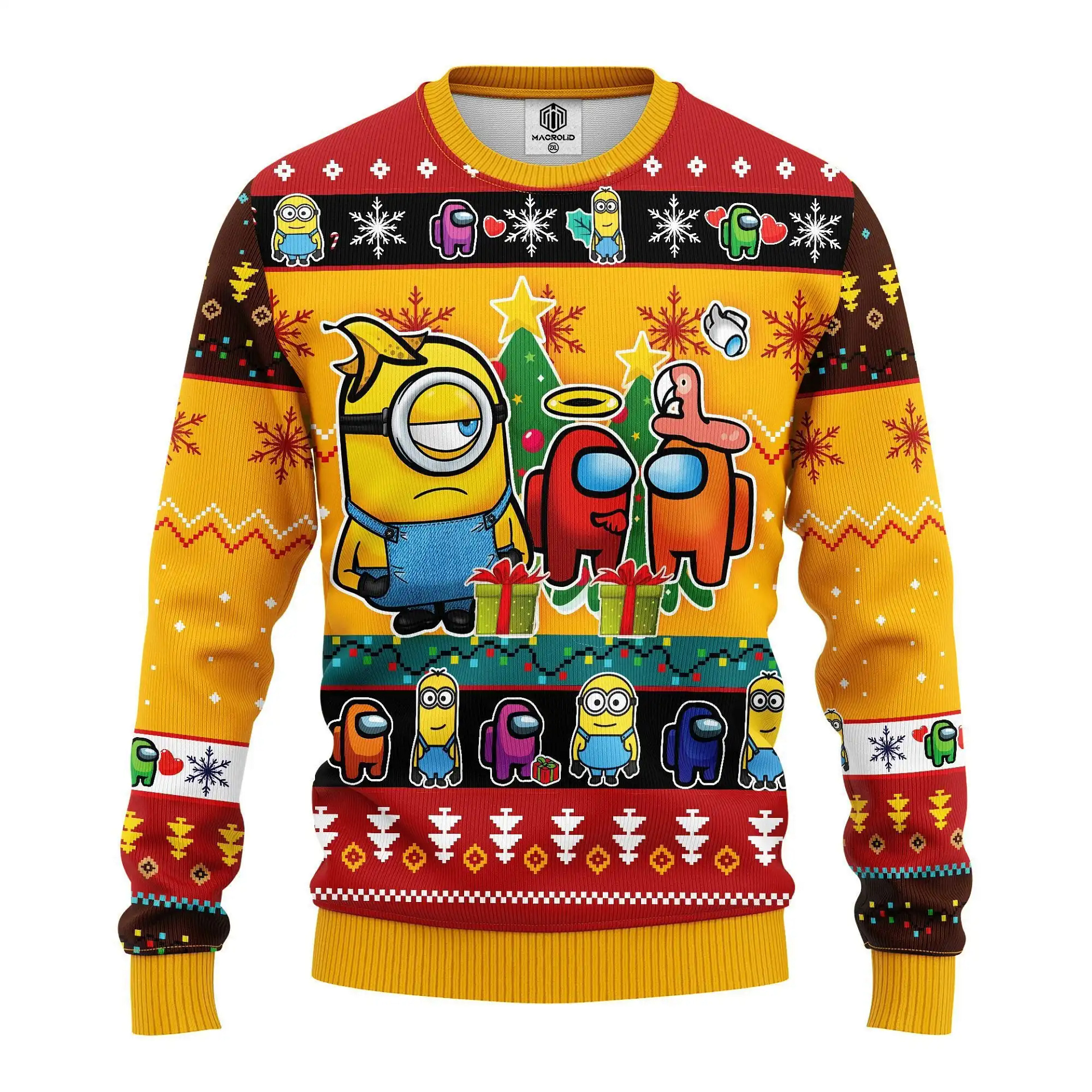 Funny Minions And Among Us Banana Knitted Xmas Best Holiday Gifts Ugly Sweater