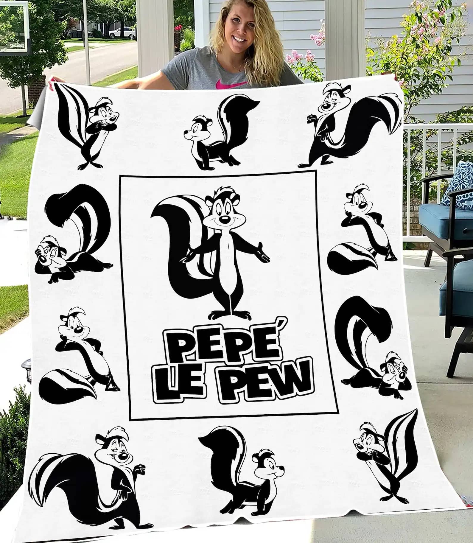 Funny Pepe Le Pew Blanket Gift For Fans Cartoon Movie Quilt