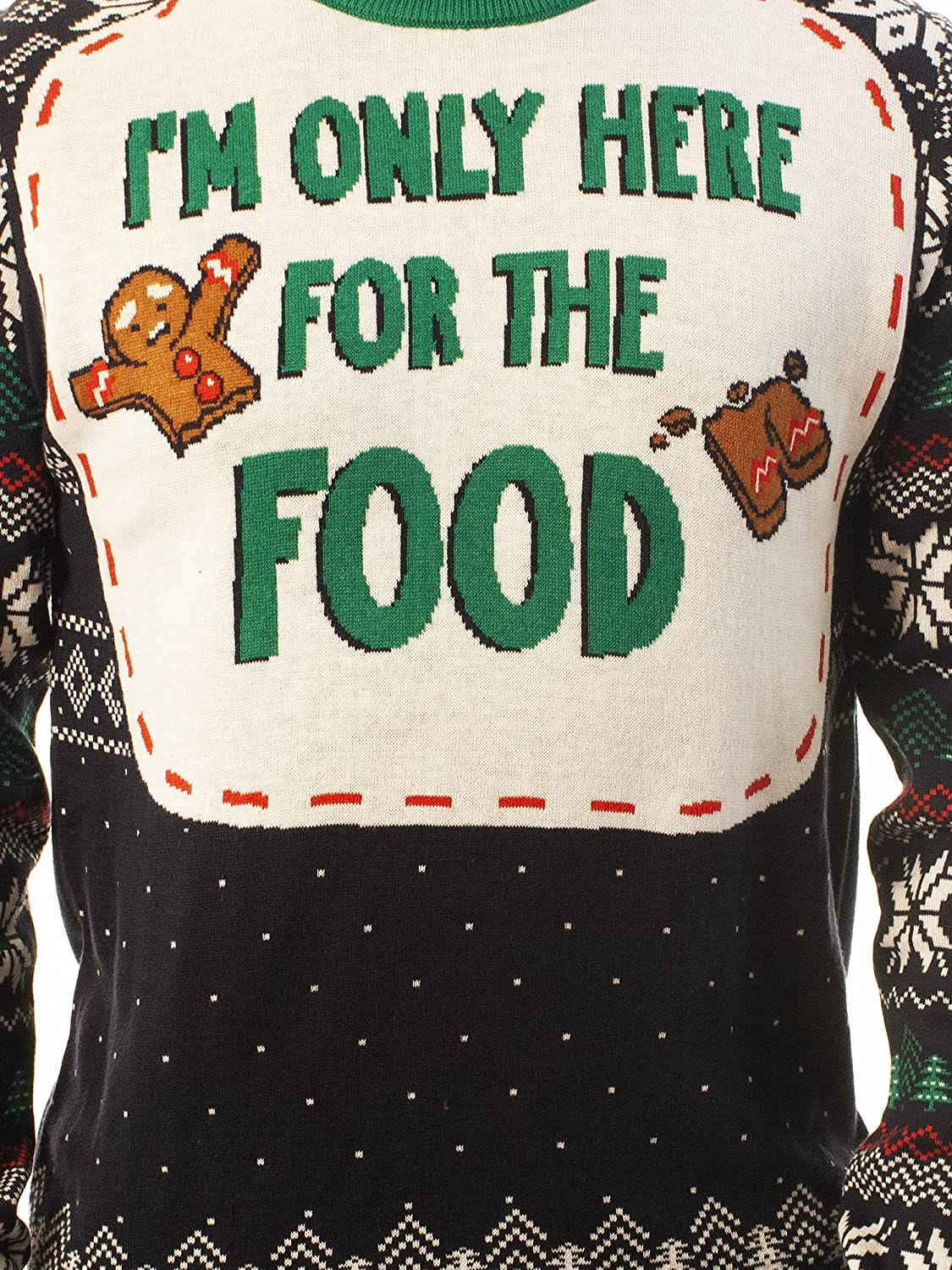 Inktee Store - Funny Santa Here For The Food Navy Ugly Christmas Sweater Image