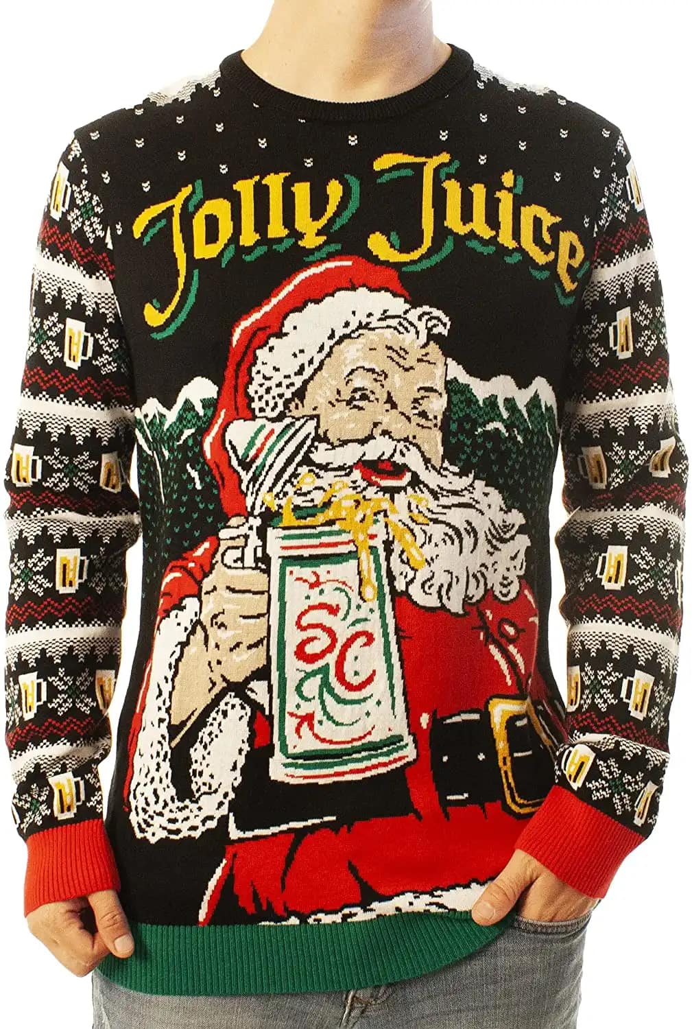 Funny Santa Jolly Juice Black Ugly Sweater