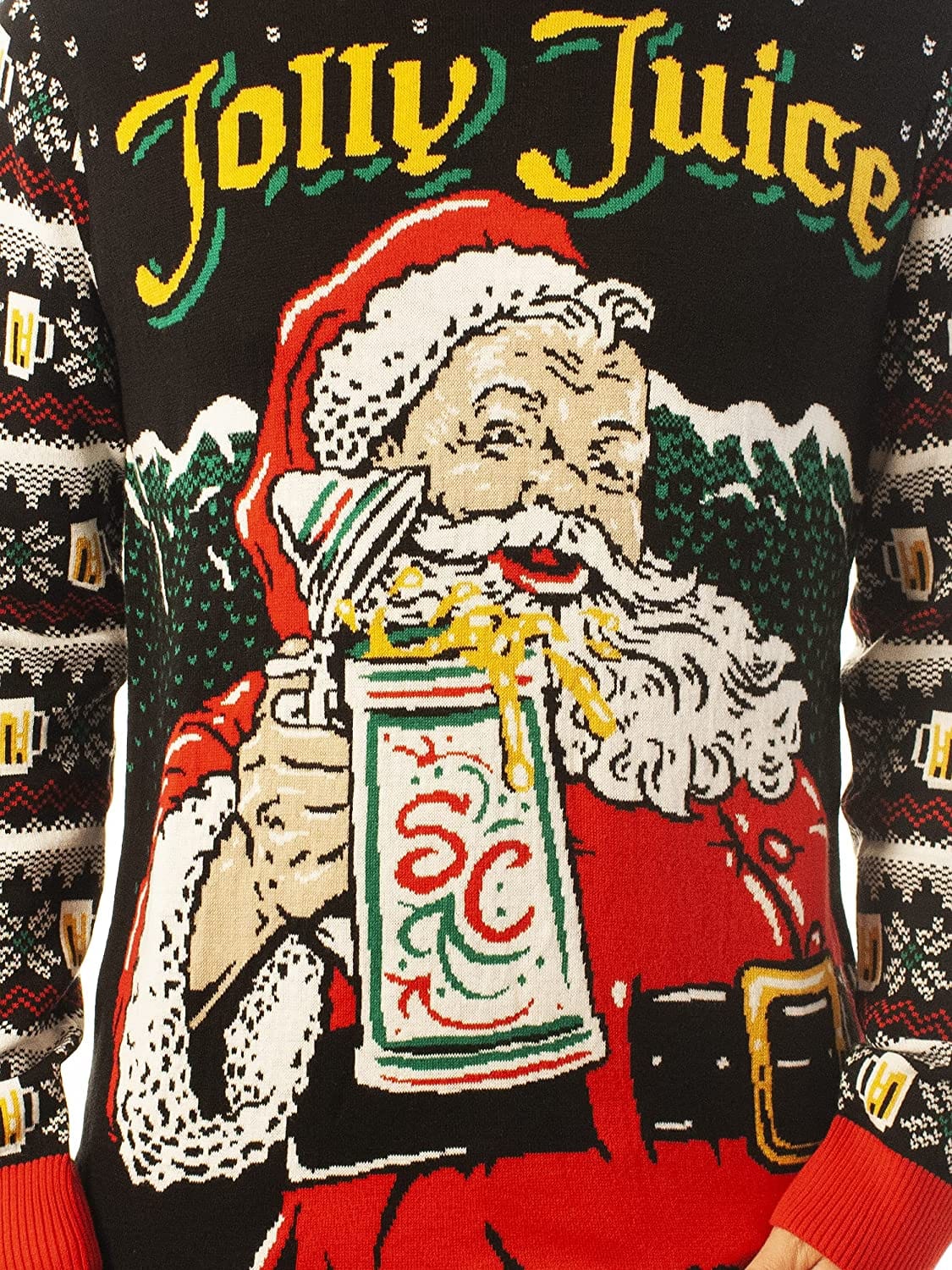 Inktee Store - Funny Santa Jolly Juice Black Ugly Christmas Sweater Image