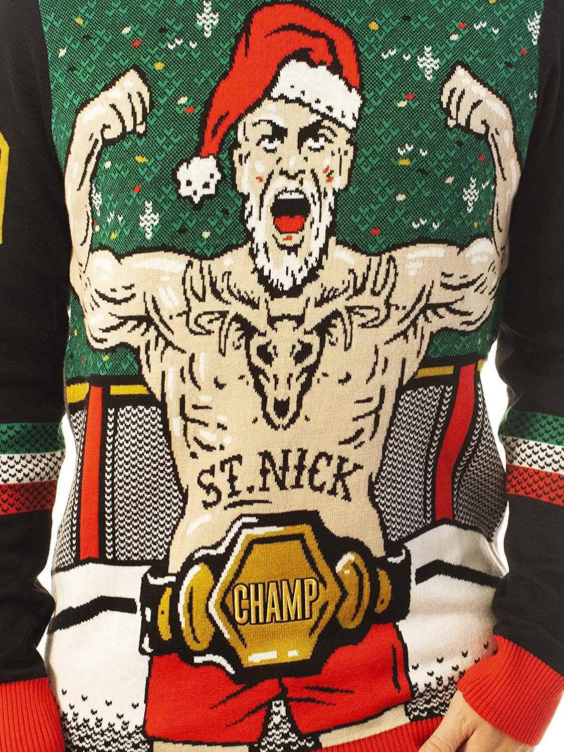 Inktee Store - Funny Santa Mma Santa Black Ugly Christmas Sweater Image