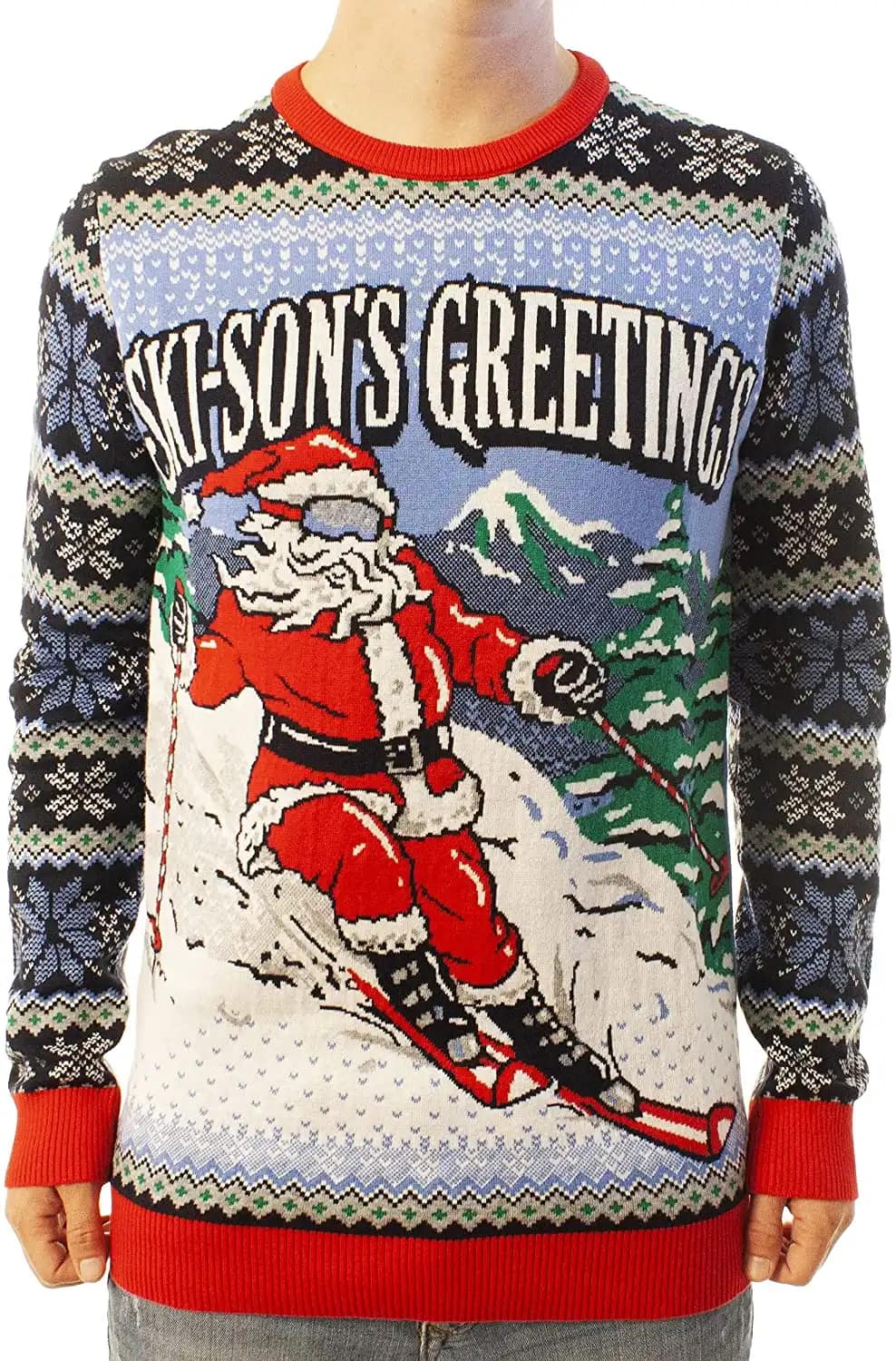 Funny Santa Skison'S Greetings Blue Ugly Sweater