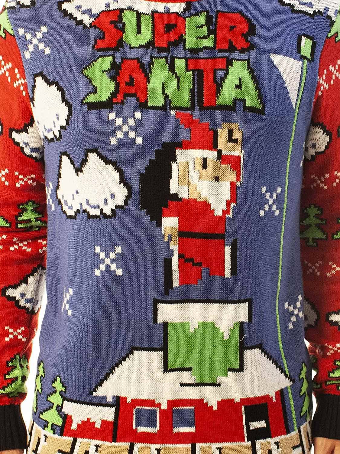 Inktee Store - Funny Santa Super Santa Blue Ugly Christmas Sweater Image