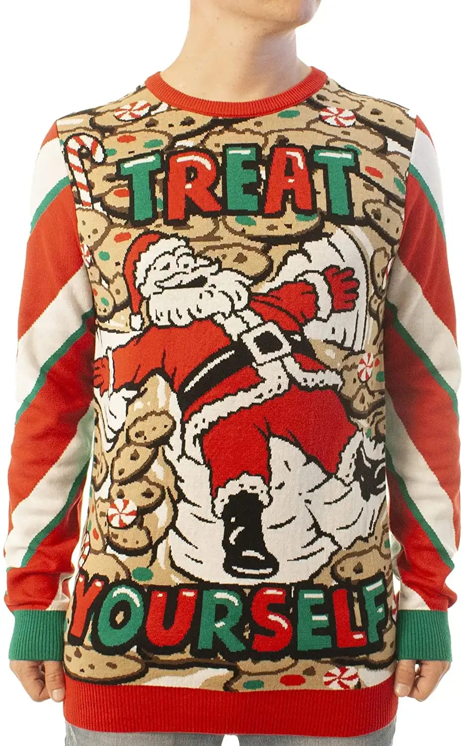 Funny Santa Treat Yourself Red Ugly Sweater