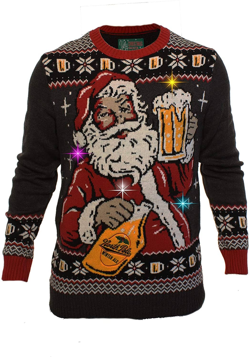 Inktee Store - Funny Santa Winter Ale Black Ugly Christmas Sweater Image