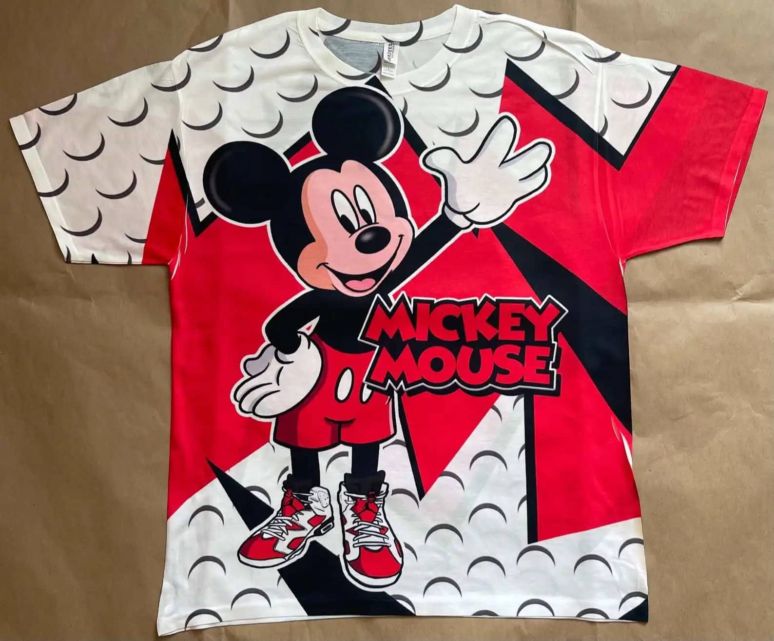 Funny Shirt Mickey Mouse Wears Jordan Shoes 3D All Over Print T-Shirt