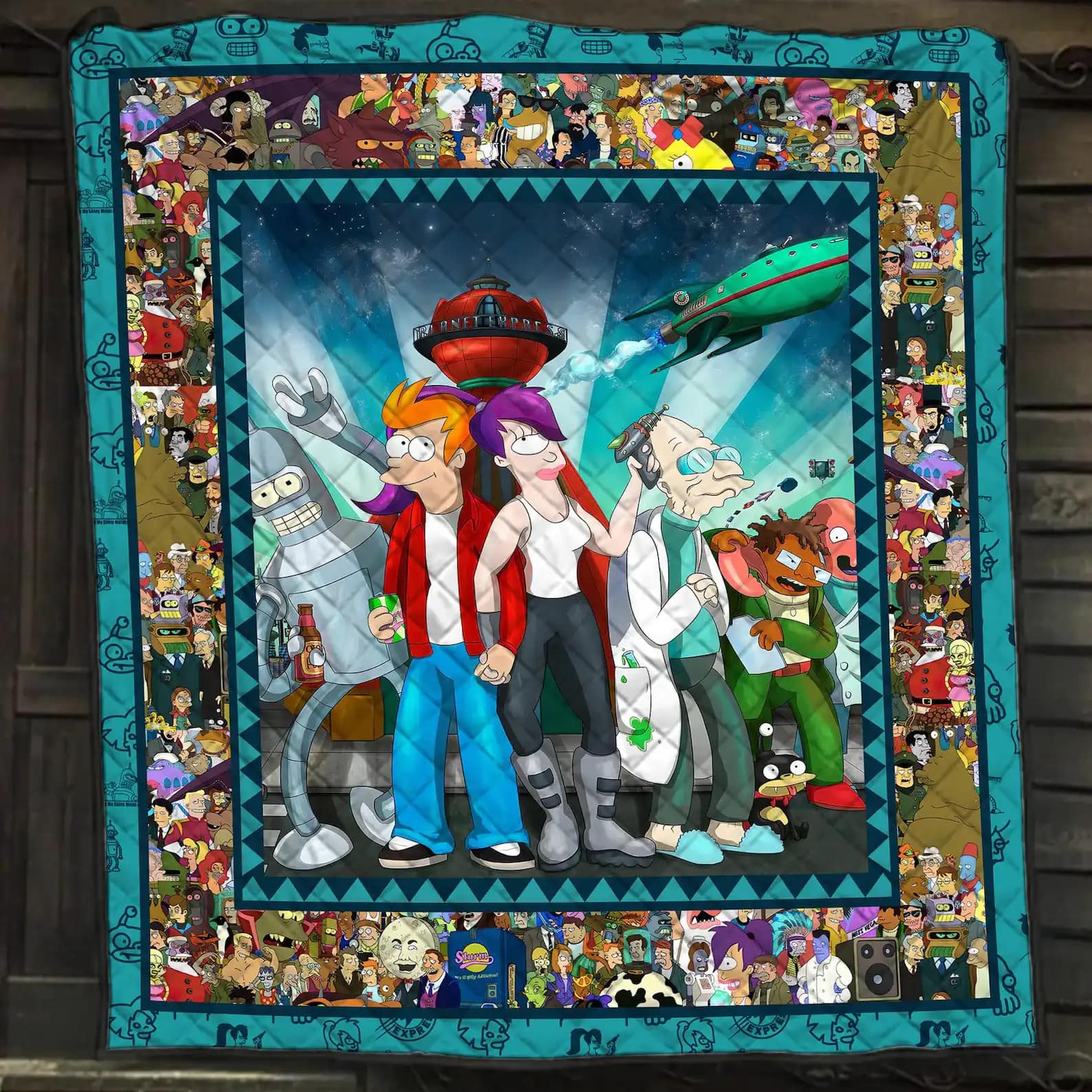 Futurama Characters Leela Philip J. Fry Bender Gift For Lovers Quilt