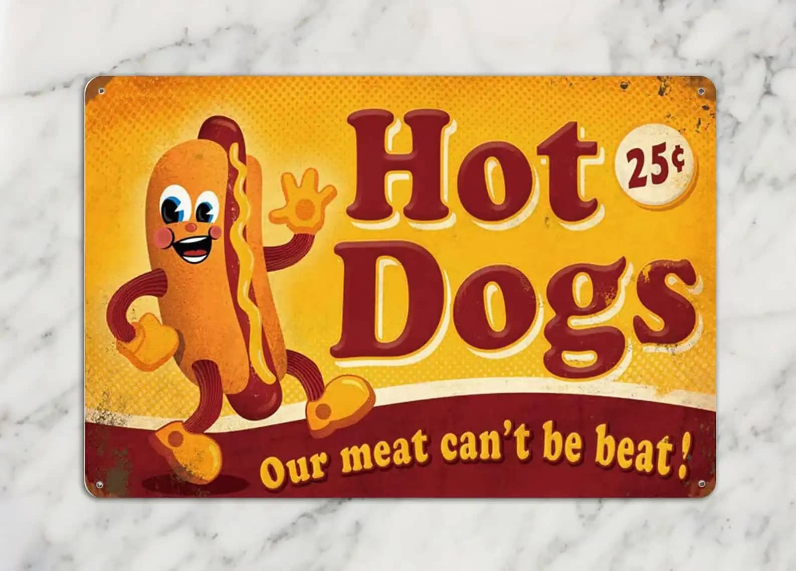Fuuny Hot Dogs Original Retro Design Metal Sign