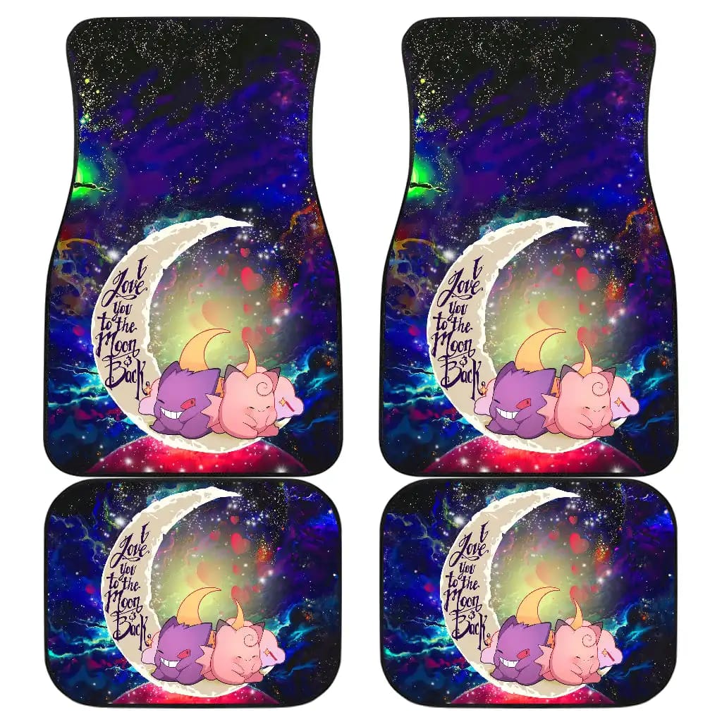 Gengar And Clefable Cute Pokemon Love You To The Moon Galaxy Car Floor Mats