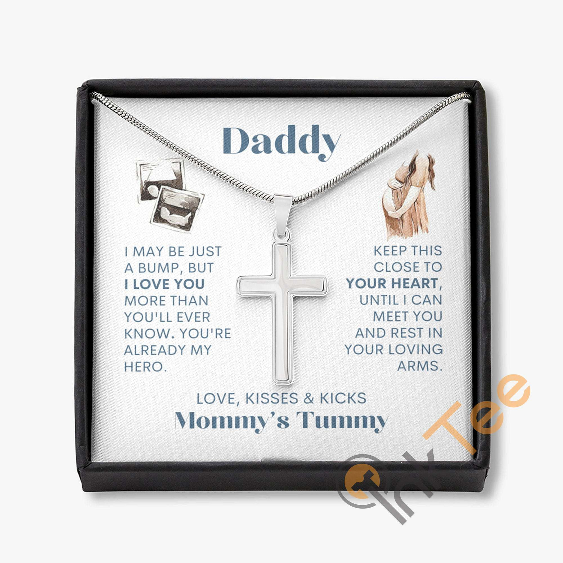 Gift For Expecting Dad First Time Present Idea Expectant Father 1St Father'S Day Sterling Silver Engraved Cross Necklace Personalized Gifts