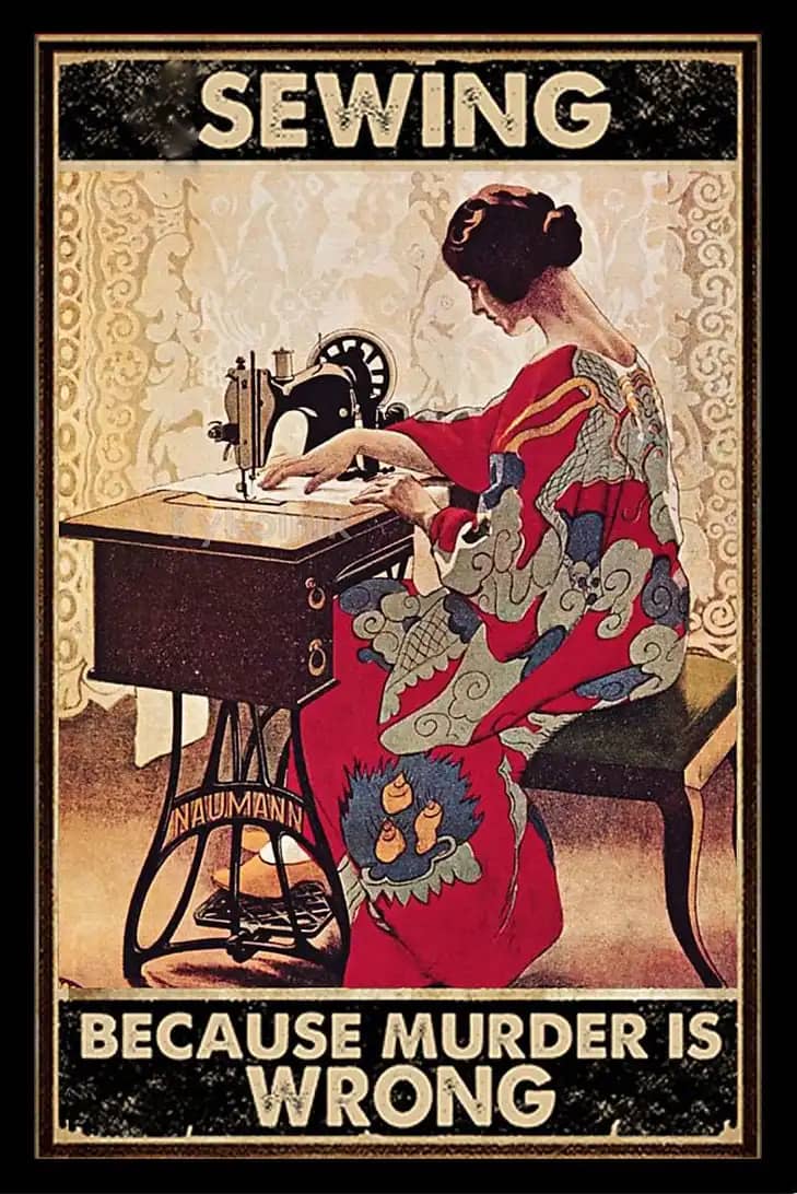 Girl Sewing Because Murder Is Wrong Poster