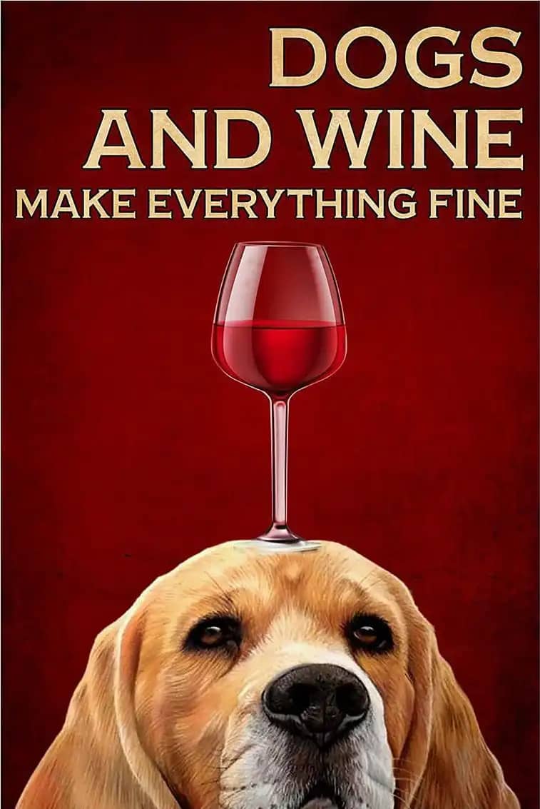 Golden Retriever Dogs And Red Wine Make Everything Fine Poster