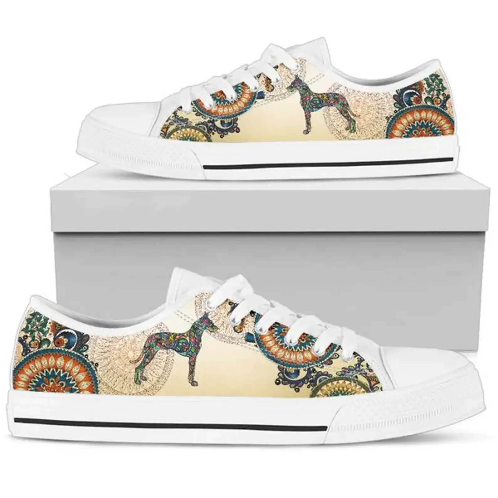 Greyhound Pattern Low Top Sneakers