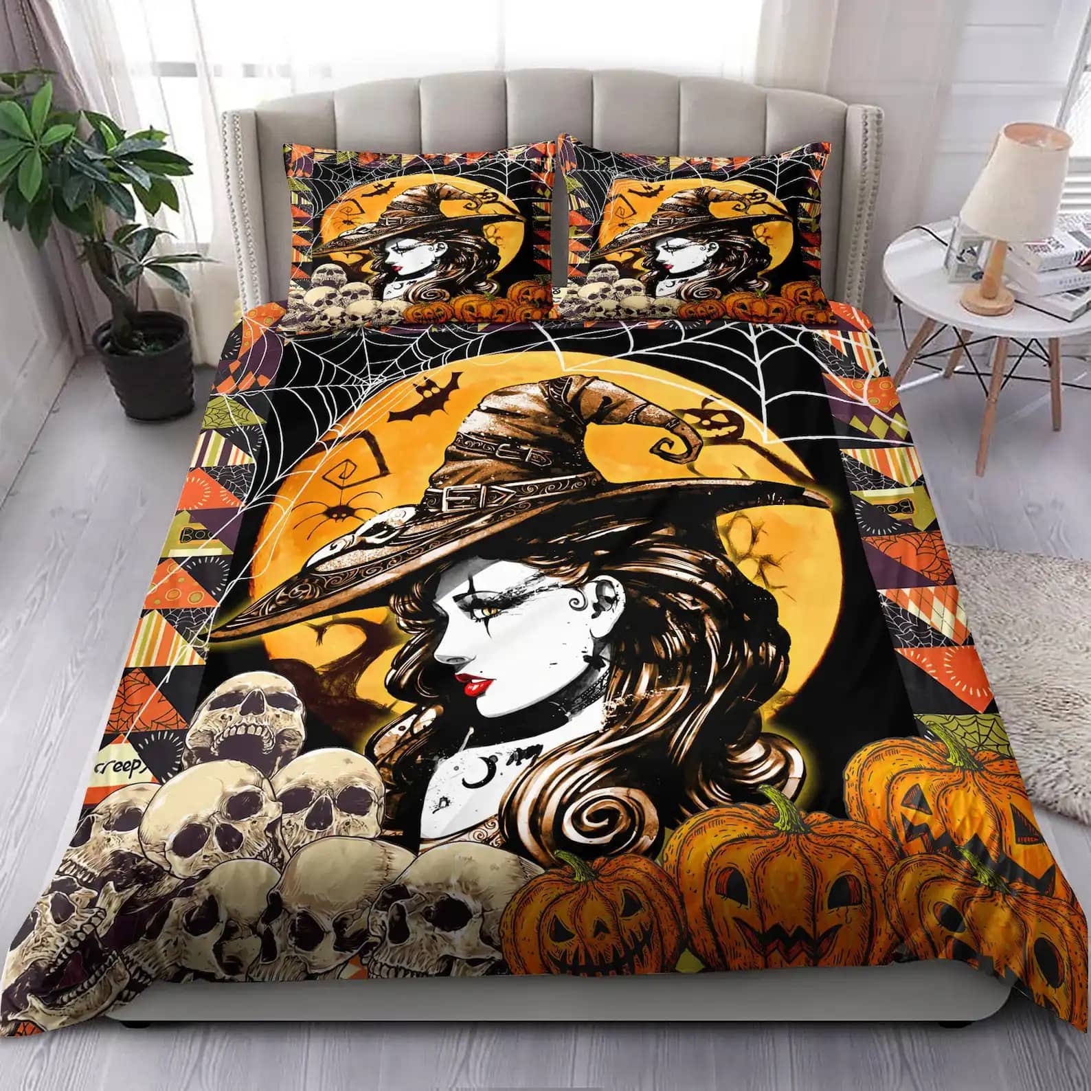 Halloween Witch Bedding Decor Home Gifts Idea Quilt Bedding Sets