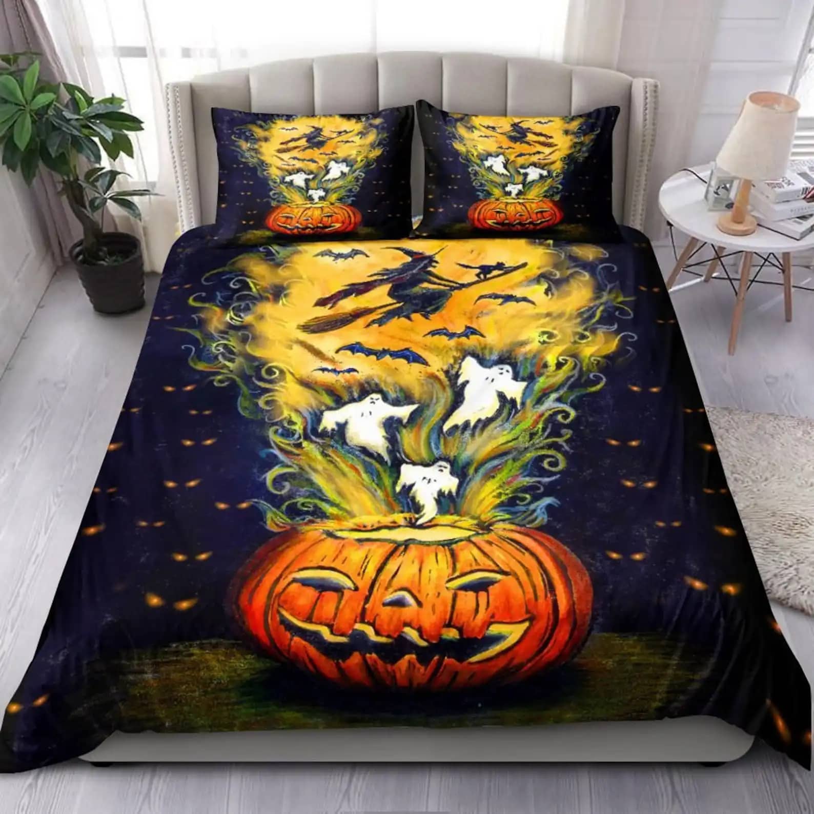 Halloween Witch Bedding Decor Home Pumpkin And Ghost Quilt Bedding Sets