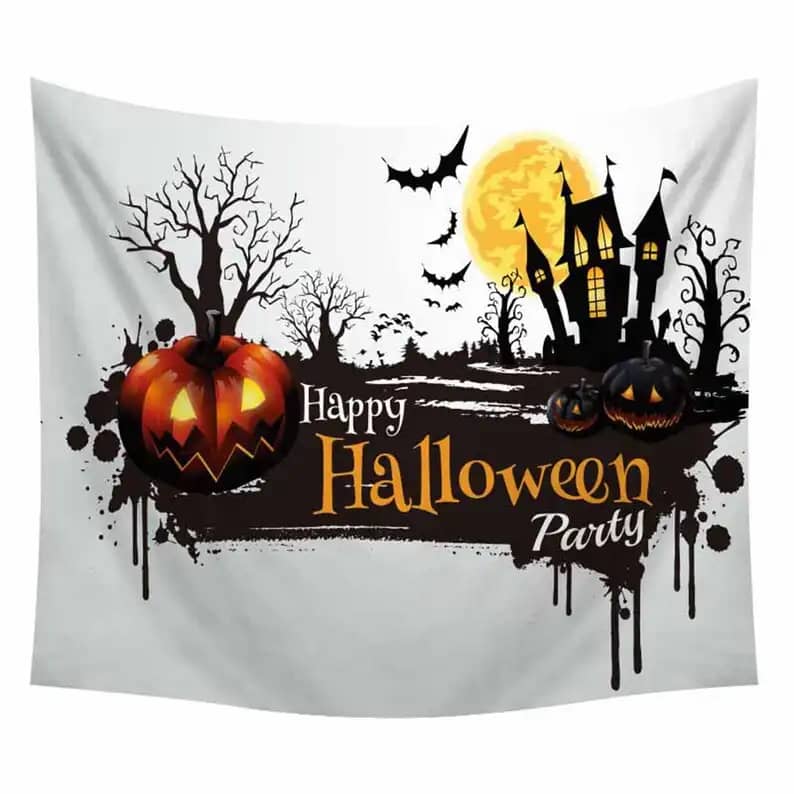 Happy Halloween Party Haunted House Wall Art Decor Halloween Gifts Tapestry