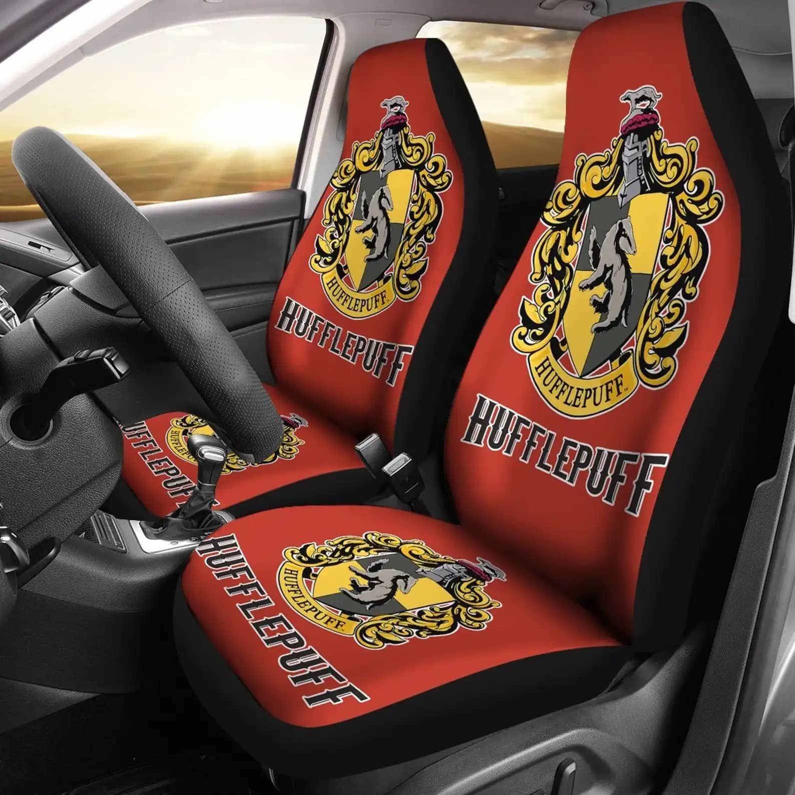 Harry Potter Hufflepuff Red Background Car Seat Covers