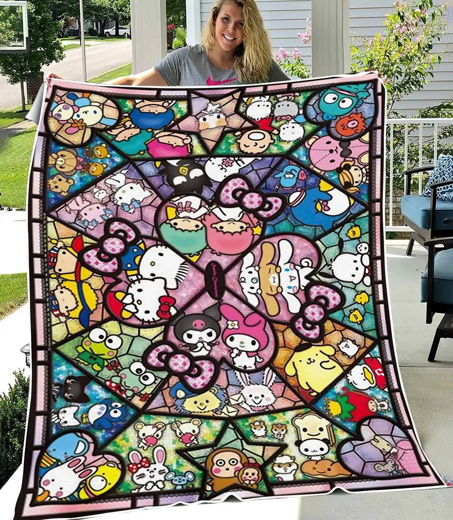 Hello Kitty Blanket Gift For Fans Cartoon Movie Quilt
