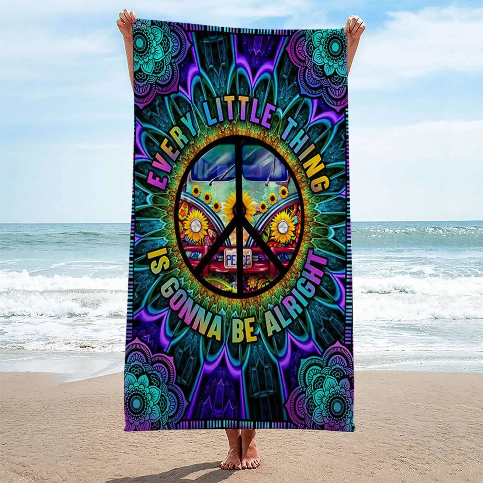 Hippie Art Beach Towel
