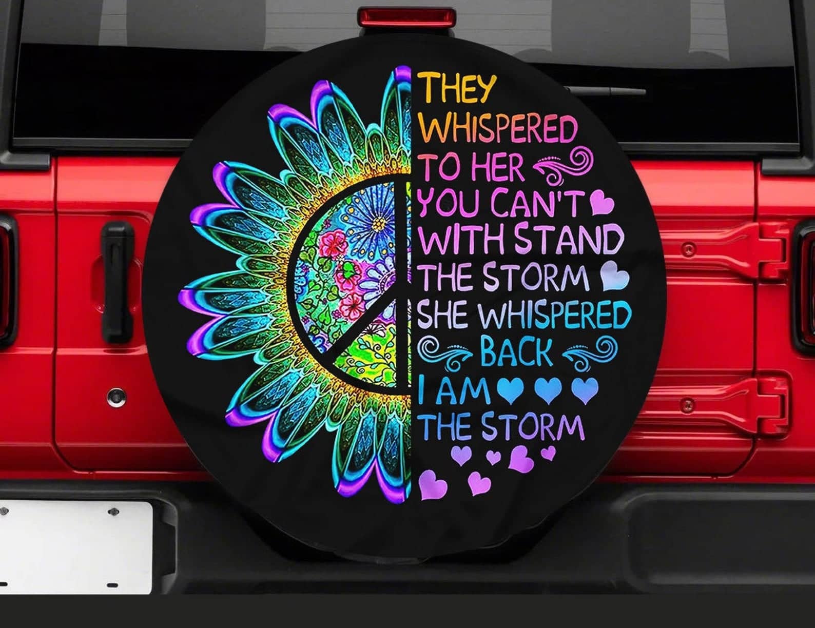 Inktee Store - Hippie Flower Personalized Tire Cover Image