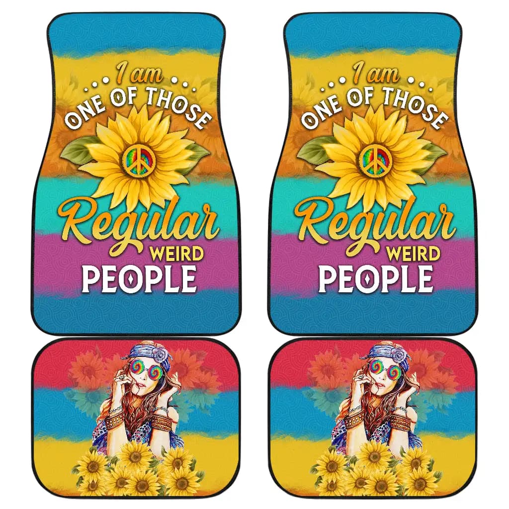 Hippie Girl Color Sunflower Car Floor Mats