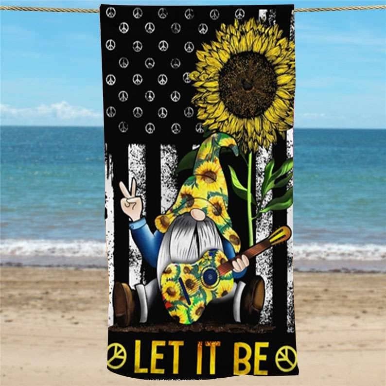 Inktee Store - Hippie Gnome Sunflower Beach Towel Image