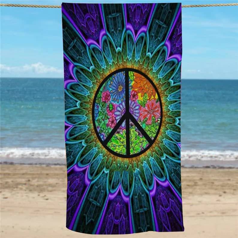 Inktee Store - Hippie Peace Madala Beach Towel Image