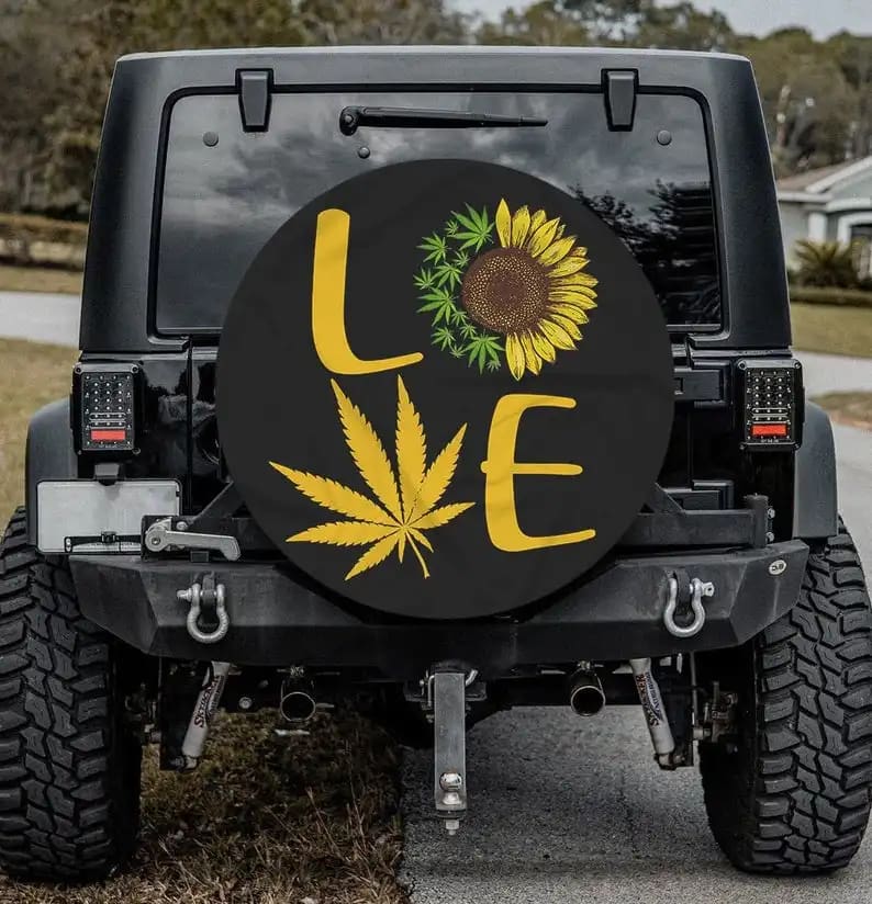 Hippie Sunflower Personalized Tire Cover