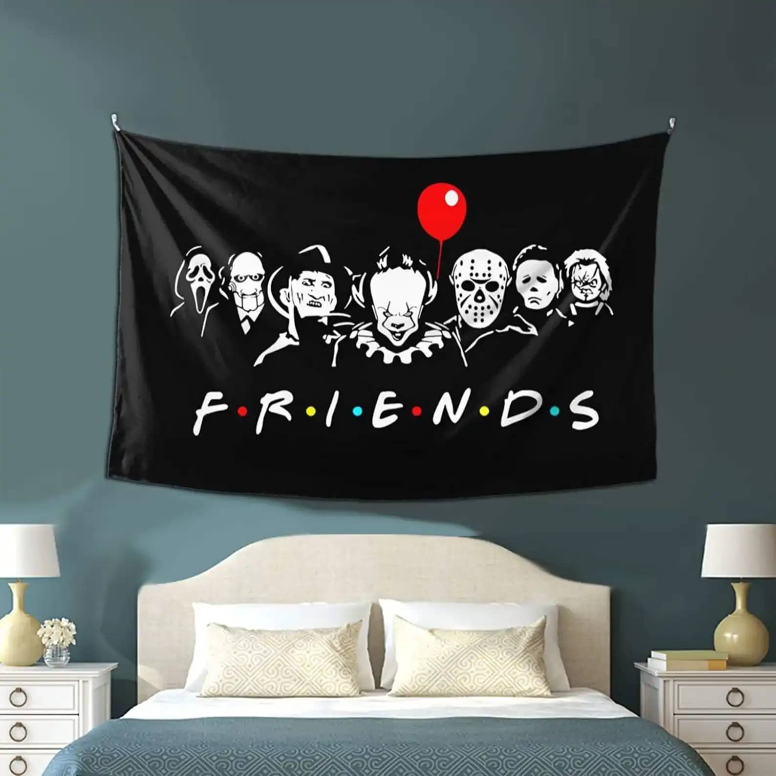 It Pennywise Friends Horror Movie Wall Art Decor Halloween Gifts Tapestry