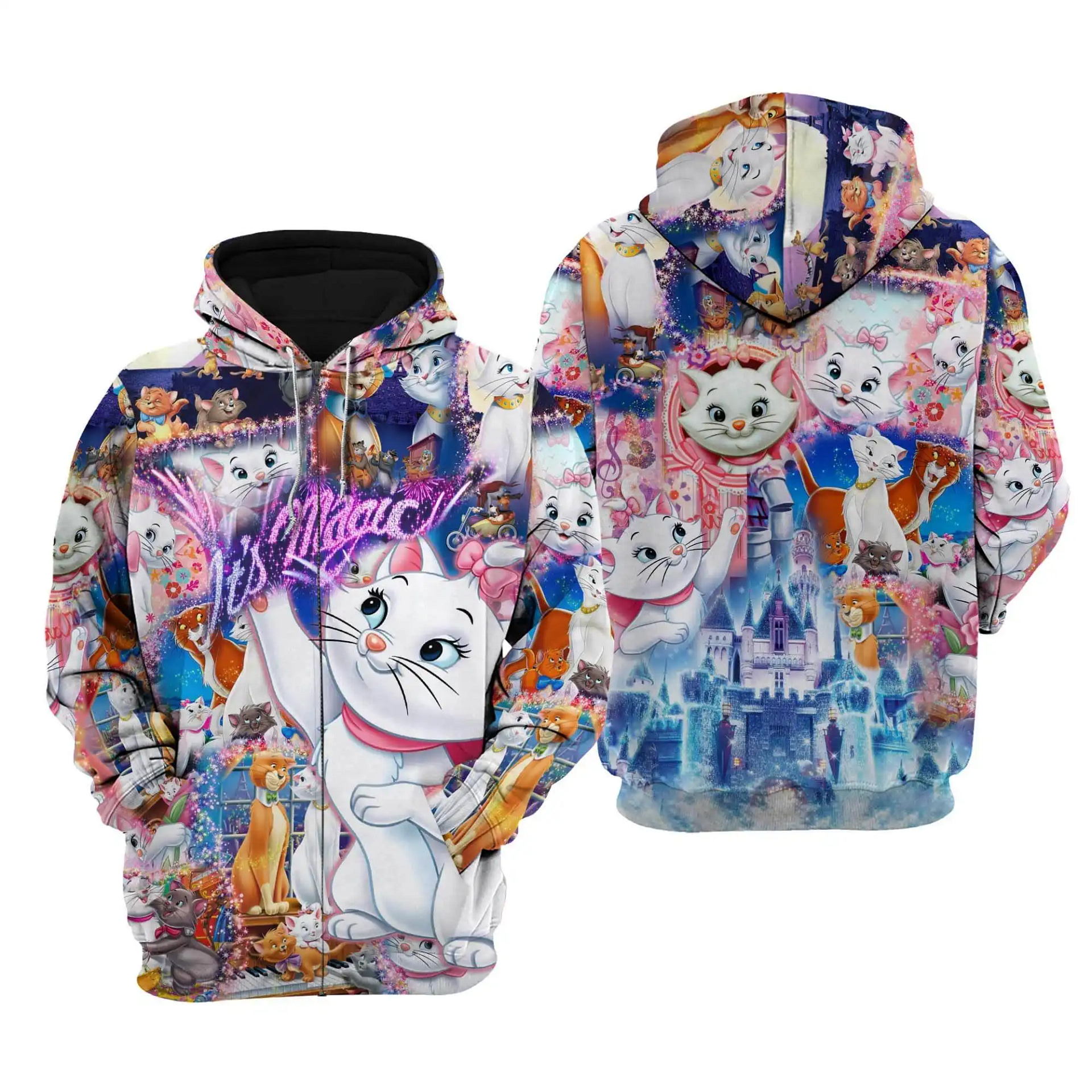 Its Magic The Aristocats Marie Cat Disney Cartoon Graphic Outfit Clothing Men Women Kids Toddlers Hoodie 3D
