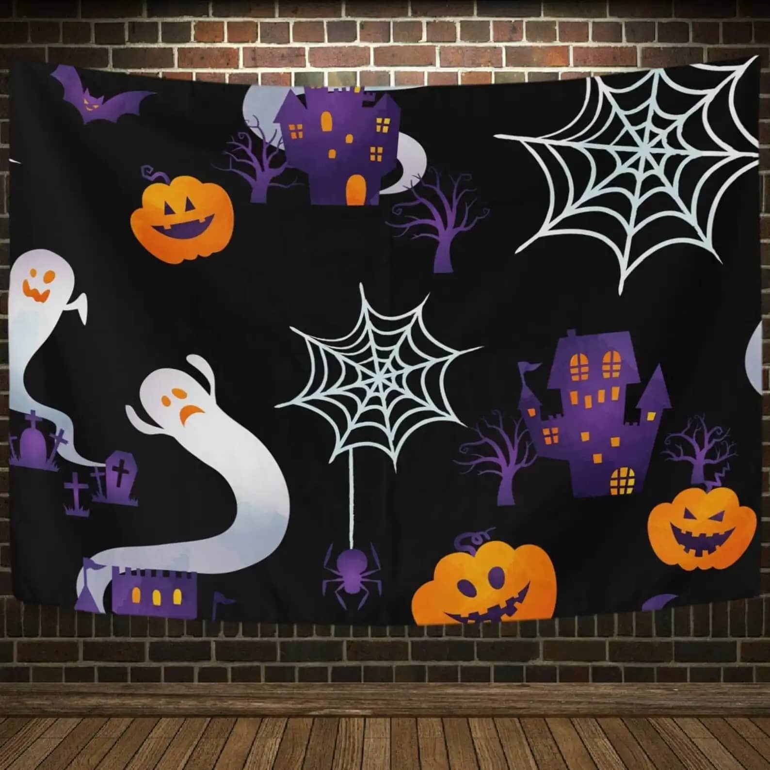 Jack Pumpkin Ghost Spider Wall Art Decor Halloween Gifts Tapestry