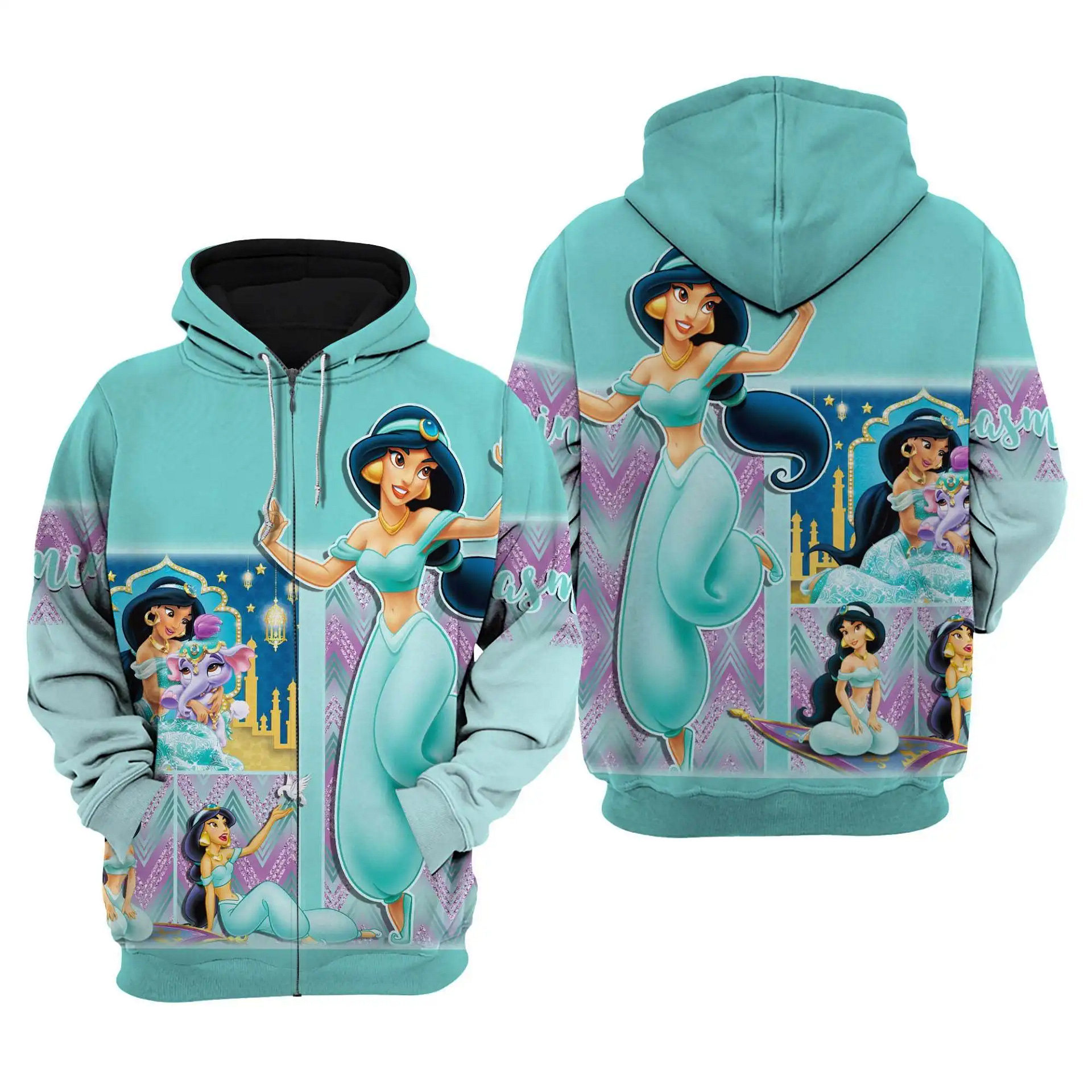 Jasmine Aladdin Disney Princess Disney Graphic Cartoon Outfit Clothing Men Women Kids Toddlers Hoodie 3D