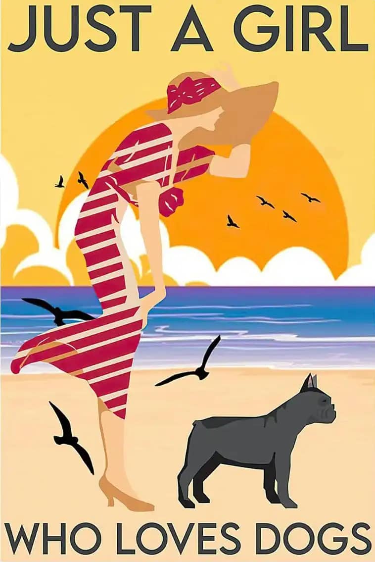 Just A Girl Who Loves Dog Sunset Ocean Poster