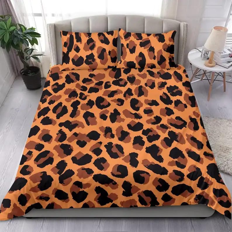 Leopard Style Bed Set Cover Wild Animal Jungle Bedroom Decor Furniture Quilt Bedding Sets