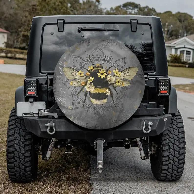 Let It Bee Mandala Art Custom Tire Cover