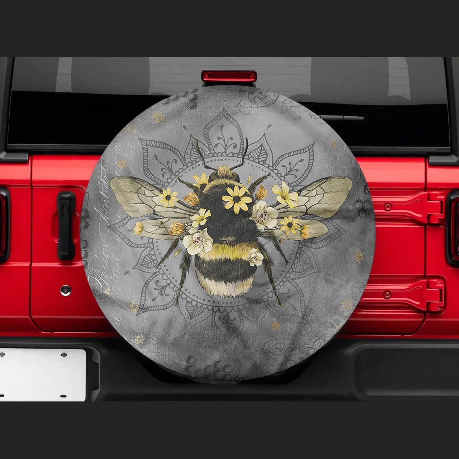 Inktee Store - Let It Bee Mandala Art Custom Tire Cover Image